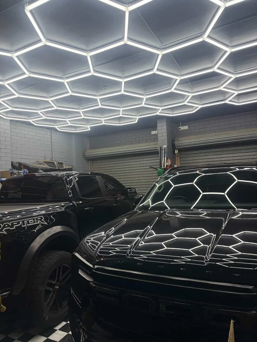 Hex LED Lighting in a Fairview Park Garage