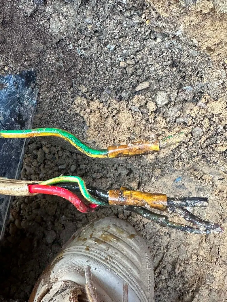 Corroded conductors at a failed underground cable join found at a Golden Grove soccer club